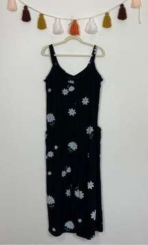 Handmade Painted Daisy Floral Print Jumpsuit Size Medium