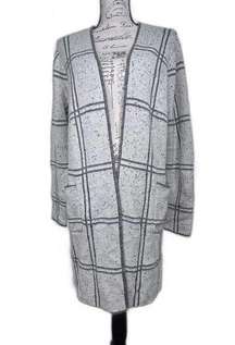 Apt. 9 cream and gray plaid long cardigan Women's Size Large