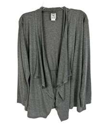 Gray Long Sleeve Lightweight Waterfall Open Cardigan Sweater Women Large