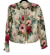 J.Jill RE: Open Front Eyelet Floral Light Blazer Jacket Sz S