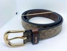 NWOT Coach Canvas Leather Belt With Classic Signature Logo large size