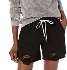 NWT n:PHILANTHROPY Coco destroyed distressed sweat shorts in vintage black Sz S