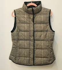 plaid brown black puffer vest size XS