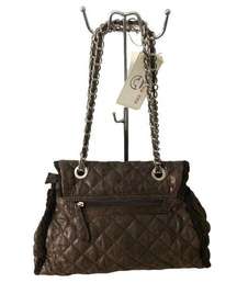 Big Buddha Santa Barbara women Shoulder Handbag Brown Quilted Trim Faux Fur