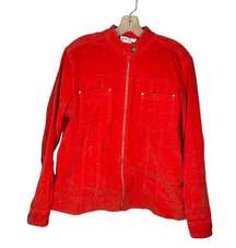 Quacker Factory Coral Corduroy Zip Jacket