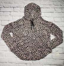 Room Service Pink Leopard Print Hooded Sweatshirt Size S/P  Soft & Cozy Hoodie