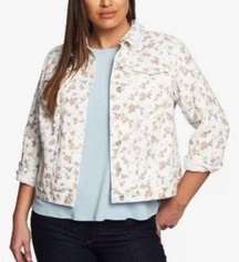 CeCe Women's Floral Print Denim Jean Jacket