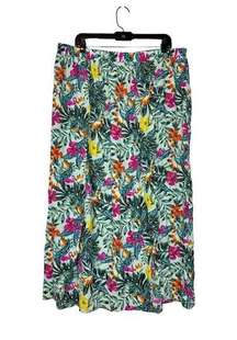 Swim by  Tropical Flamingo Midi Skirt 18/20 Multicolor Floral Side Slits