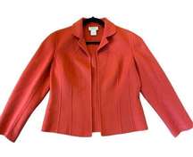 Talbots vintage petite coral 100% wool open blazer size 8