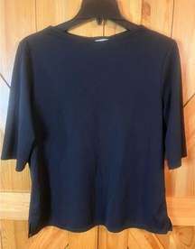 Kathie Lee collection short sleeve, black blouse, size large ￼(1586)