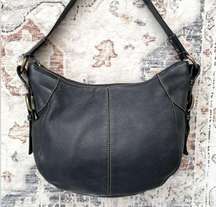 black leather hobo Y2k big buckle 90s hobo shoulder bag Pebbled Leather