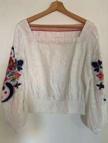 Anthropologie White Embroidered Top