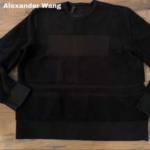 Alexander Wang Womens Black Thick Terry Cloth Top Shirt L Large