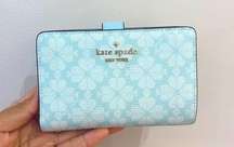 Kate Spade Blue Glow Multi Signature Spade Flower Medium Compact Bifold Wallet