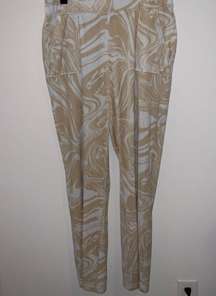 White Tan Swirl Sweatpants Size large Micro Sherpa Lined Warm