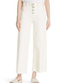 Elizabeth and James Carmine Cropped Button Fly Wide Leg Jeans Size 26 Cream