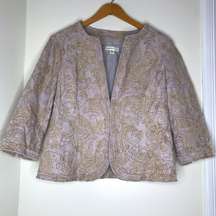 Coldwater Creek linen blend paisley embroidered blazer jacket size 14 new!