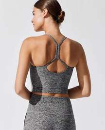 Beyond Yoga Spacedye Slim Racerback Cropped Tank in Black White Heathered Small