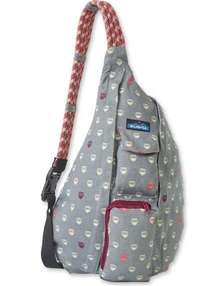 KAVU Owls Print Original Rope Bag Compact Lightweight Crossbody Gray Sling NWT