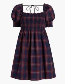 Hill House Athena Nap Mini Dress in Navy Tartan Plaid Size XS