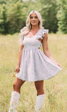 Periwinkle Flutter Sleeve Dress