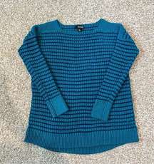 A New Approach Teal and Navy Knit Striped Sweater Size Petite Small