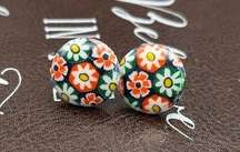 Vintage 1960s Retro White Daisy Floral Cabochon Stainless Steel Earring Studs