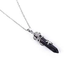 Onyx Natural Stone Point Chakra‎ Healing Gemstone Pendulum Pendant Neckla…