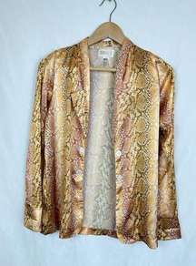 Beach Riot Stretch Blazer Jacket Women's XS Snake Print Long Sleeve Polyester