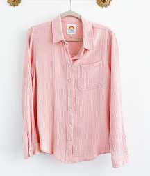 Pink Gauze Cotton Button Down Shirt