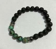 Essential oil stretch bracelet green speckled black