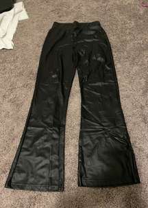 Black Leather Flare Pants