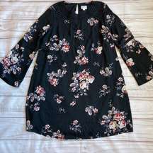 Ingrid and Isabel Maternity Black Floral Long Sleeve Dress Sz S