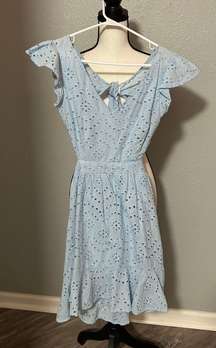 Baby Blue Eyelet Ruffle Hem Midi Dress Size Small