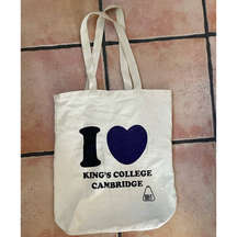 I Love Kings College Cambridge Cotton Canvas Reusable Tote Bag