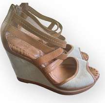 FRYE Corinna Cross stitch 4" platform wedge heels, ladies size 10M