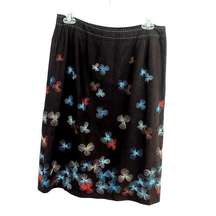 Alfani Nolita Brown Floral Linen Skirt Size 10