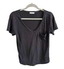 Socialite Women's Small Black V-Neck Short Sleeve Tee Shirt with Pocket