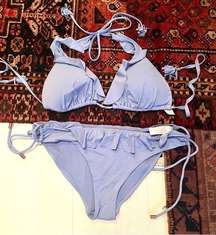 Ruffle baby blue bikini