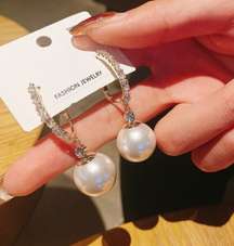 Elegant White Pearl Drop Dangle Earrings for Women