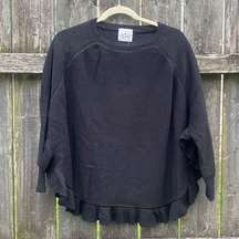 April Marin Black Ruffle Poncho Sweater NWT | OS