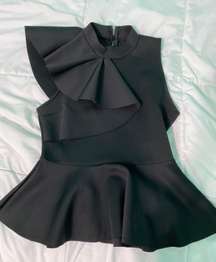 Black Ruffle Peplum Top