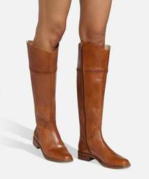 Jack Rogers Brown Leather Adaline Knee High Zip Up Equestrian Riding Boot 7.5