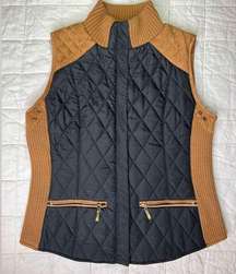 Montana Co Cognac Brown/Tan & Black Quilted Vest - Small