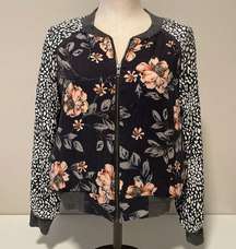 Saltwater Luxe gray/cream/peach floral bomber jacket Sz S