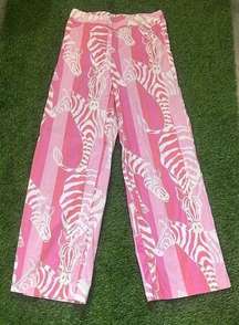 Lilly Pulitzer Zebra Vtg High Waist Stretch Pants Wide Leg Size 6 White Label