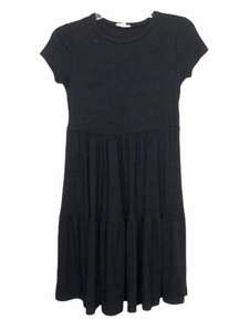 See You Monday Flowy Tiered Little Black Dress S
