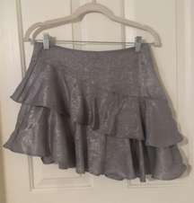 Angled Flowy Metallic Skirt