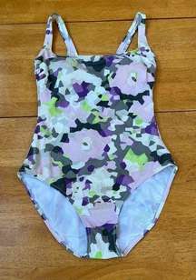 Gottex Retro Swimwear One Piece Swimsuit Geometric Pattern Print , Size M