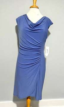 NWT Kasper Periwinkle Lavender Purple Blue Cap Sleeve ruched Dress Size 12